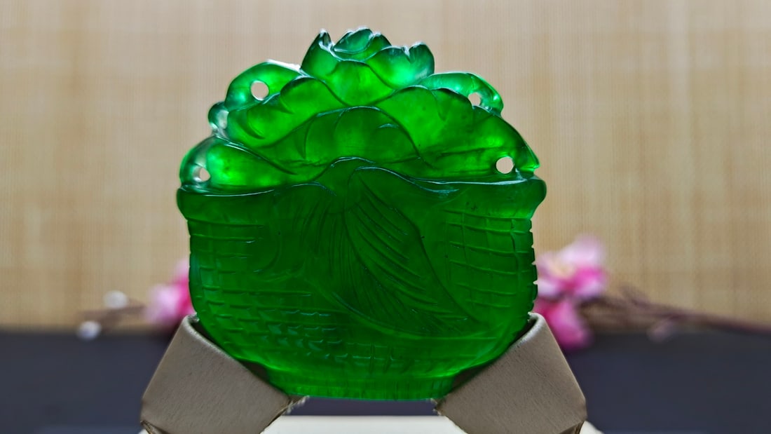 Dragon Stone Type Imperial Green Extra Large and Extra Thick Jadeite Pendant (1 of 7)