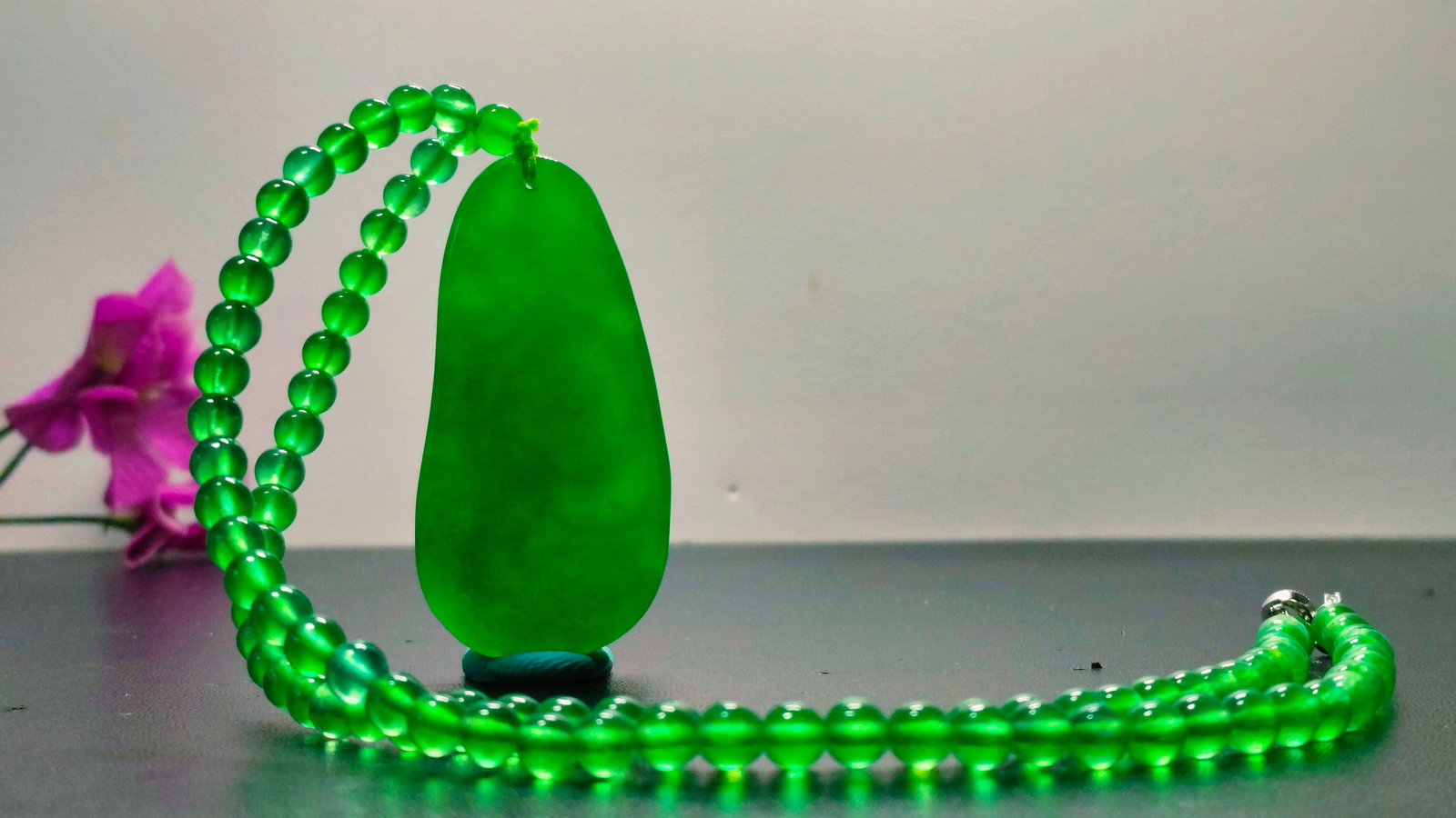 Dragon Stone Imperial Green Jadeite Dragon Pendant Necklace (1 of 8)