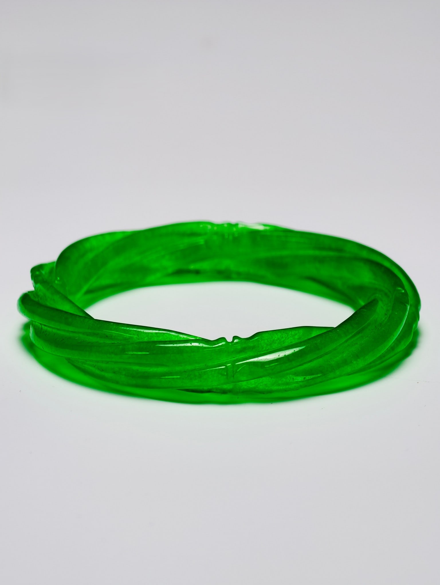 Jadeite Old Mine Glutinous Type Twisted Bangle (1 of 9)