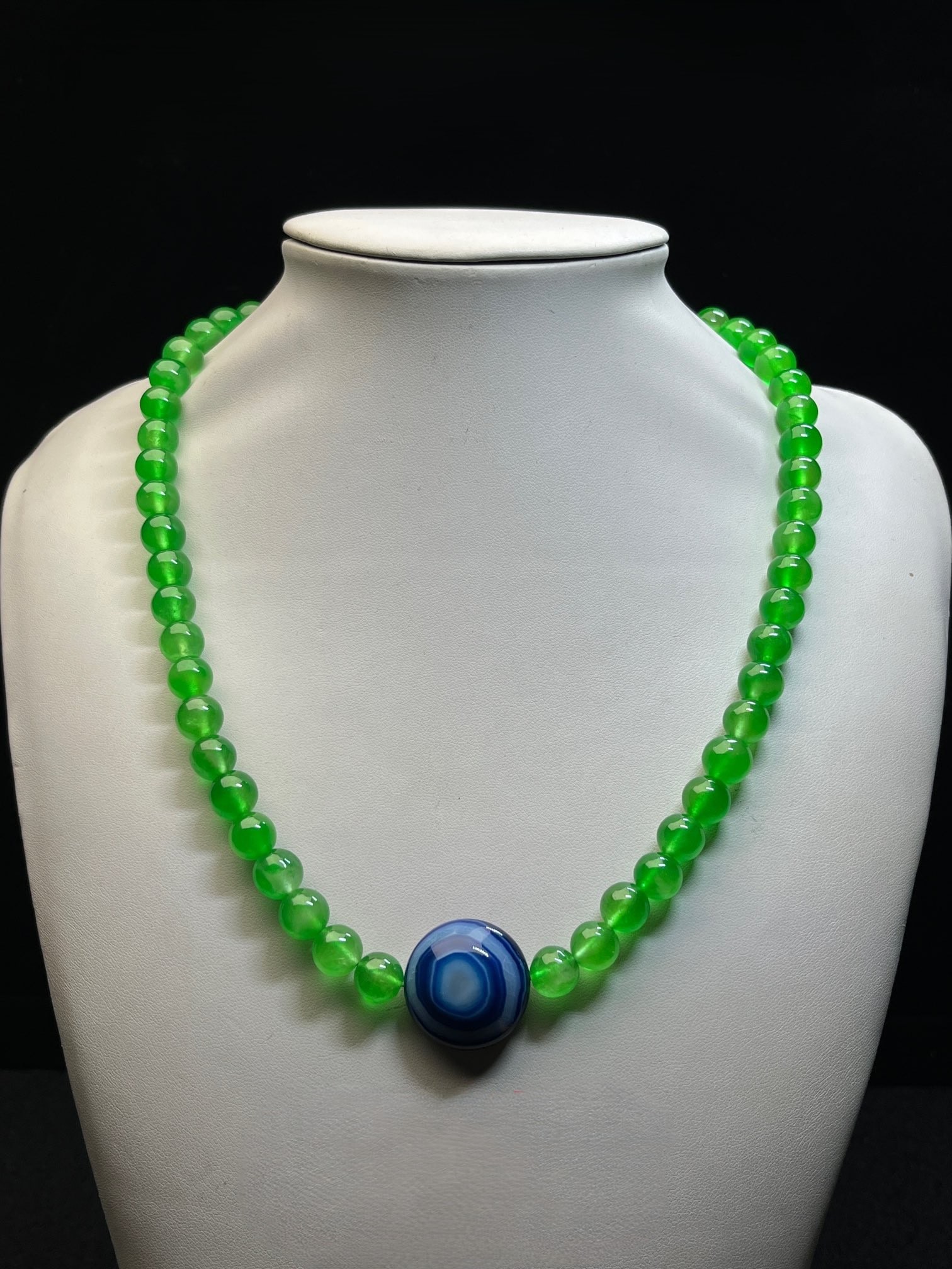 Imperial Green High-Ice Jadeite Bead Necklace (1 of 9)