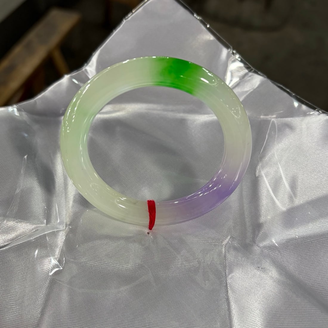 [Item Name] Burmese Jadeite Icy Type Light Purple with Green Floating Color Round Jadeite Bangle (1 of 11)