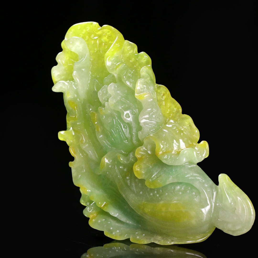 Yellow Jadeite Cabbage Hand-carved Piece (1 of 9)