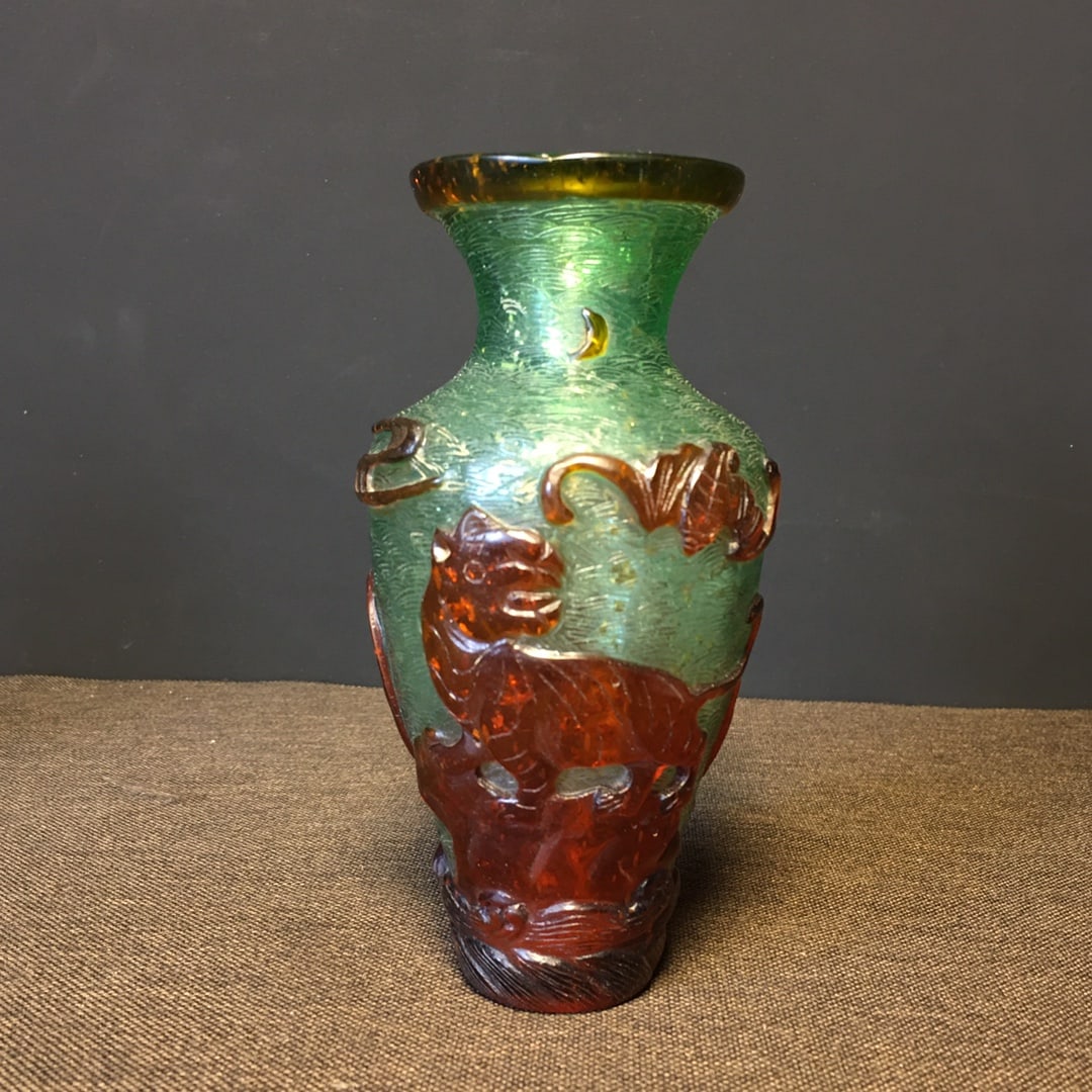 Glass carved vase (1 of 9)
