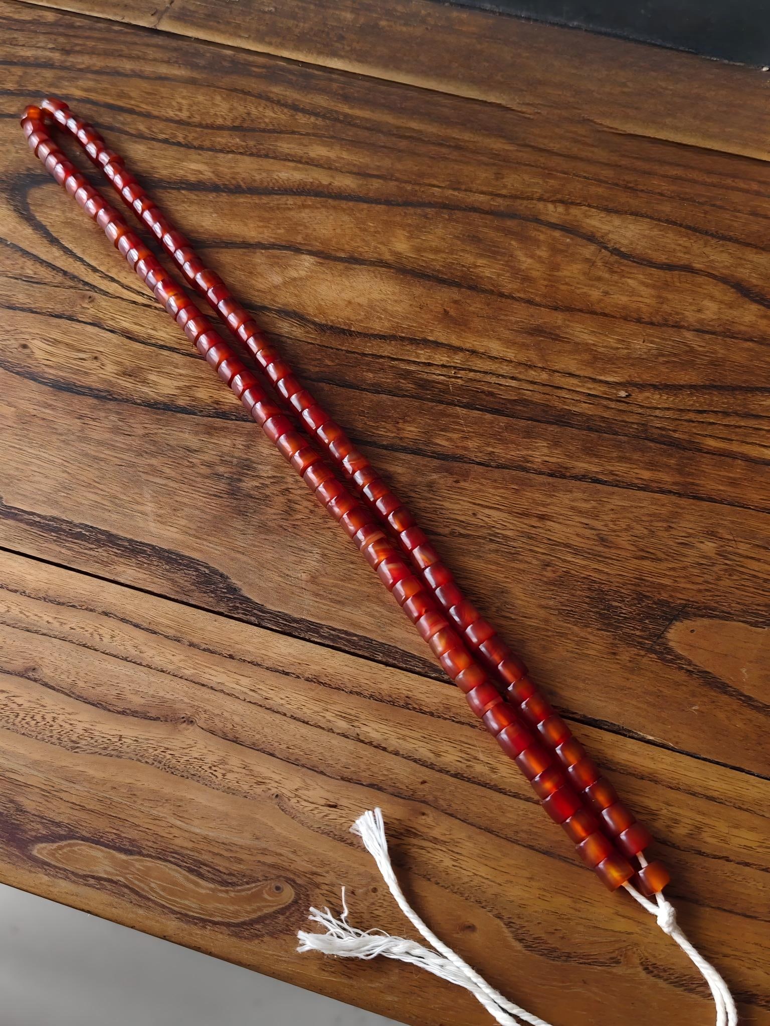 Liao-Jin Dynasty Old Southern Red Agate Barrel Bead String (1 of 8)