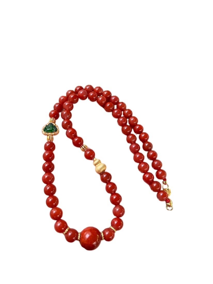 Natural Sichuan Red Agate Rose Red Necklace (1 of 6)