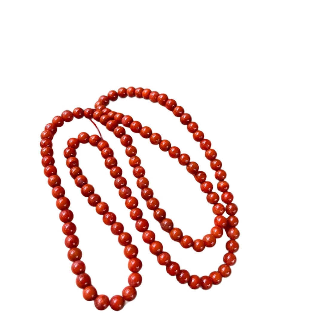 Natural Sichuan Red Agate Persimmon Red Multi-Strand Bracelet: Natural Sichuan agate, persimmon red, multi-strand bracelet, fine texture, excellent jade quality. Size: 6mm, Total weight: 37.6g. Provenance:Private collection, Quincy, Massachusetts. Our dedicated t