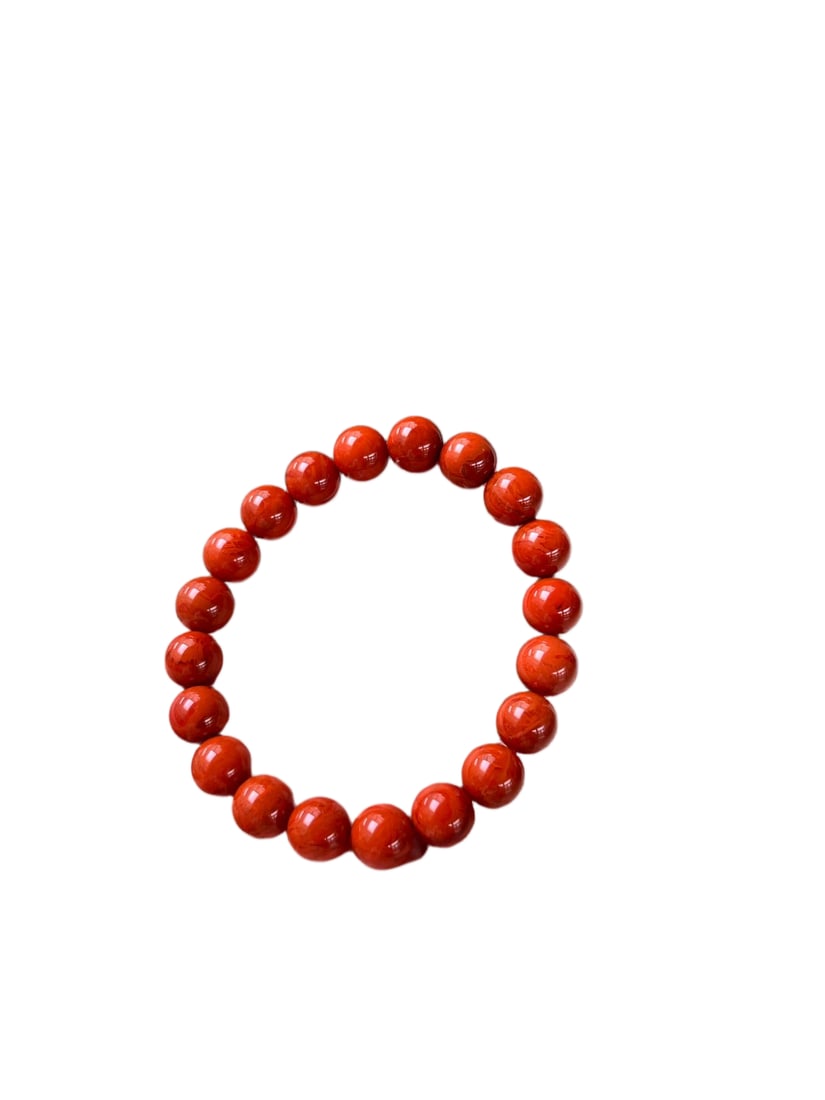 Natural Sichuan agate persimmon red full-fledged flame pattern single-strand bracelet (1 of 6)