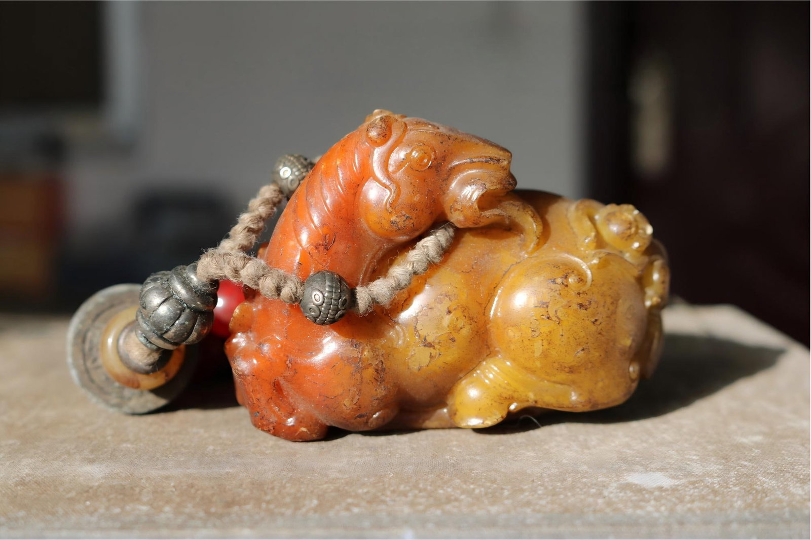 Shoushan stone hand-carved piece, wishing for immediate promotion to a high-ranking official (1 of 9)