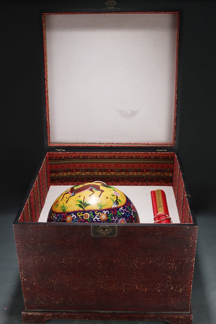 Formerly in the collection of a Ming Dynasty Xuande period cloisonne enamel blue-ground (1 of 9)