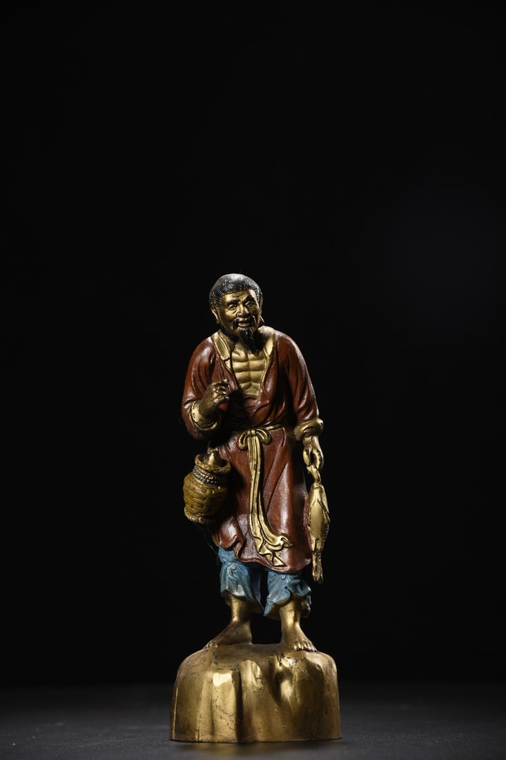 Pure copper painted fisherman's profit ornament (1 of 9)