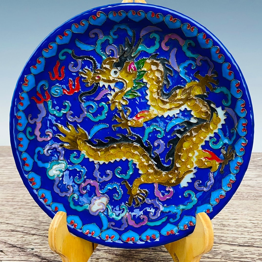 Ru porcelain cloisonne enamel engraved dragon pattern brush washer: A Ru ware cloisonne enamel brush washer with inscribed poems and dragon design, 4.5 cm high and 19 cm in diameter. Provenance:Private collection, Quincy, Massachusetts. Our dedicated team expertly han