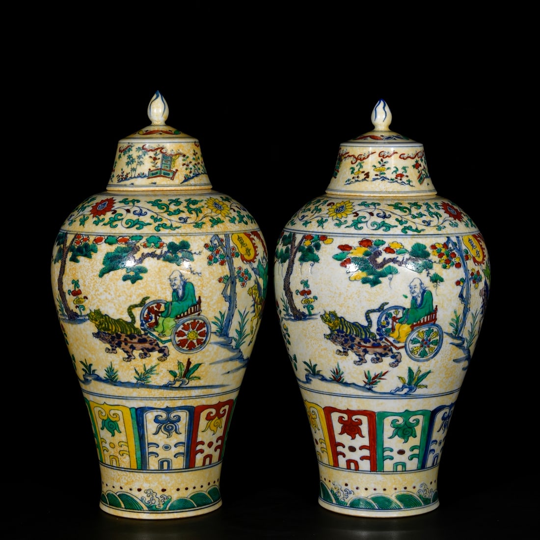 Ming Dynasty Chenghua Doucai Plum Vase with Scene of Guiguzi Descending the Mountain (1 of 9)