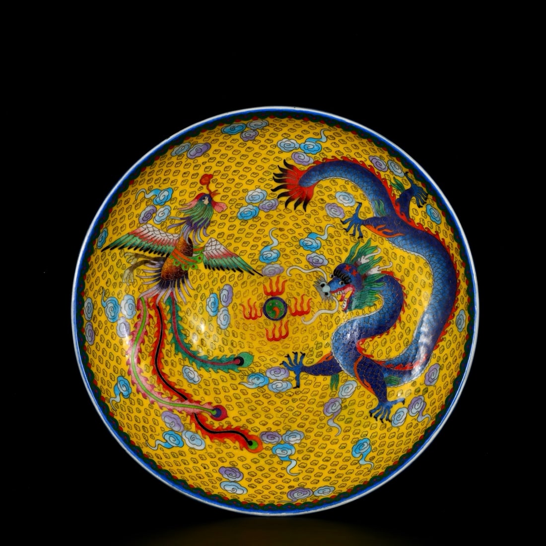 Ming Dynasty Chenghua Cloisonne Enamel Dragon and Phoenix Pattern Plate (1 of 9)