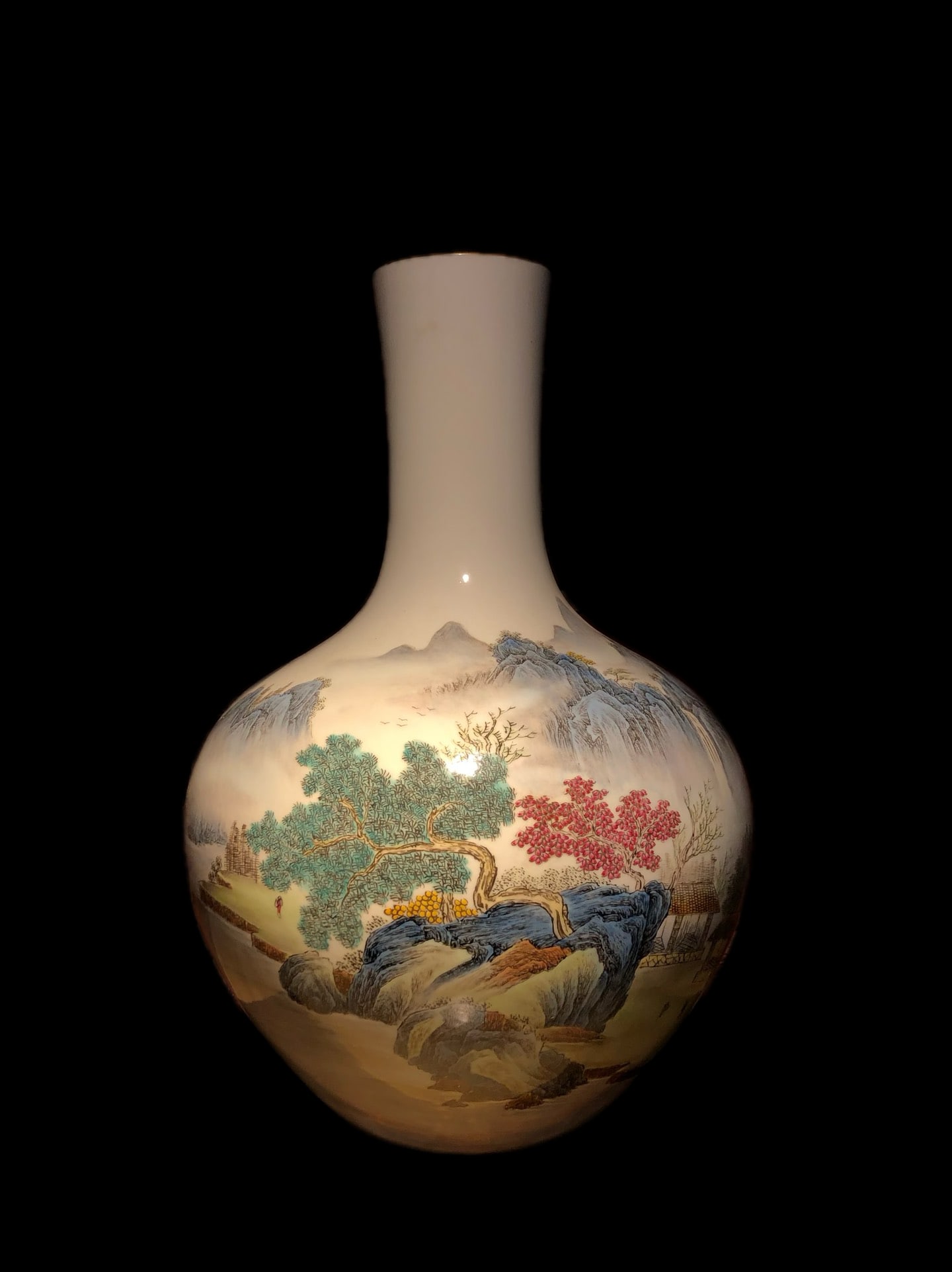 A Qianlong period famille rose gilt landscape and figure vase from the Qing dynasty (1 of 9)
