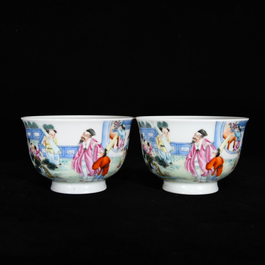 A Qianlong period famille rose bowl with figures and stories: A Qing Dynasty Qianlong period famille rose bowl with a figure and story design, 6.8 x 10.5 cm Provenance:Private collection, Southern California. Our dedicated team expertly handles both domestic and