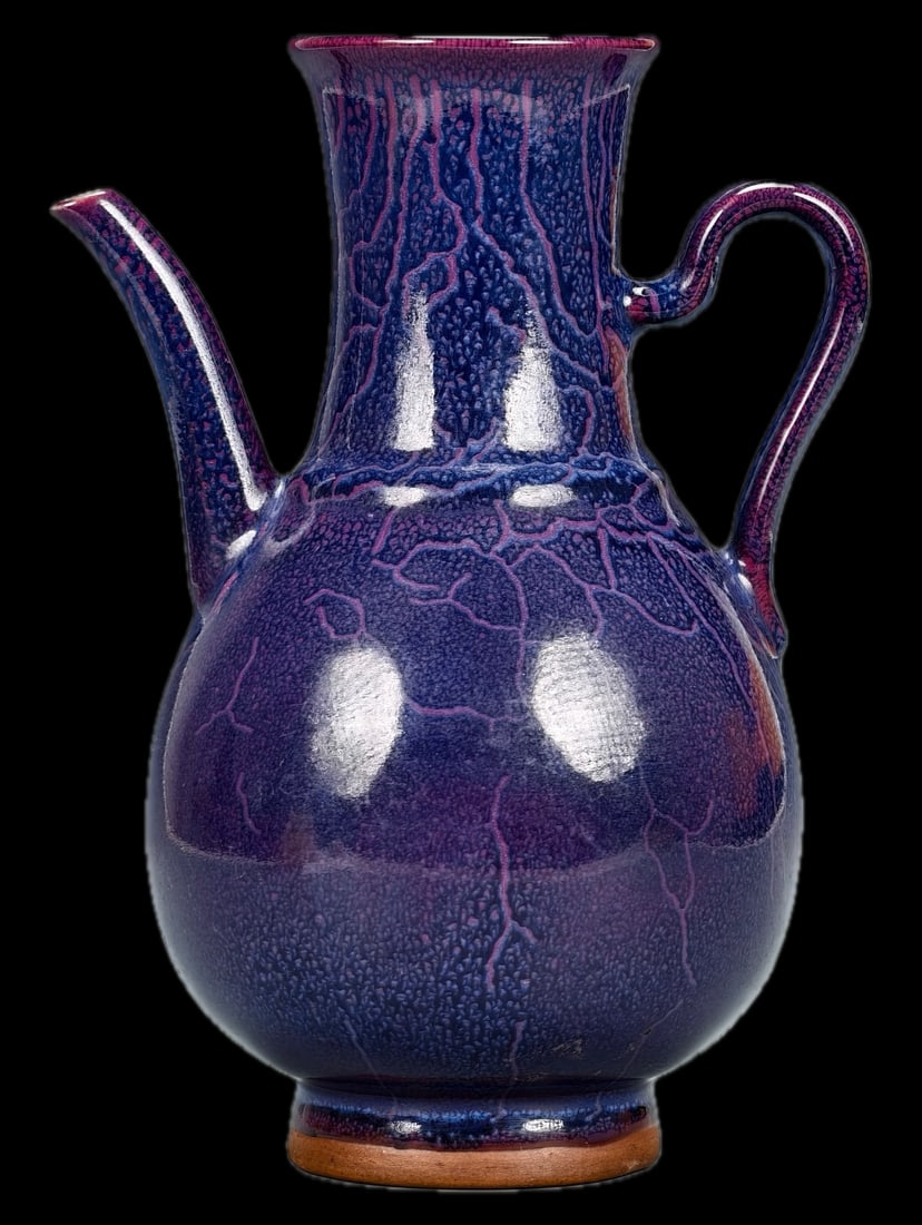 Jun ware, one of the five famous kilns, blue-glazed ewer with translucent glaze. (1 of 9)