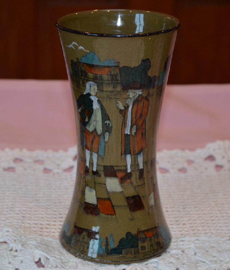Deldare Buffalo Pottery 7" Vase- Colonial Scene (1 of 3)