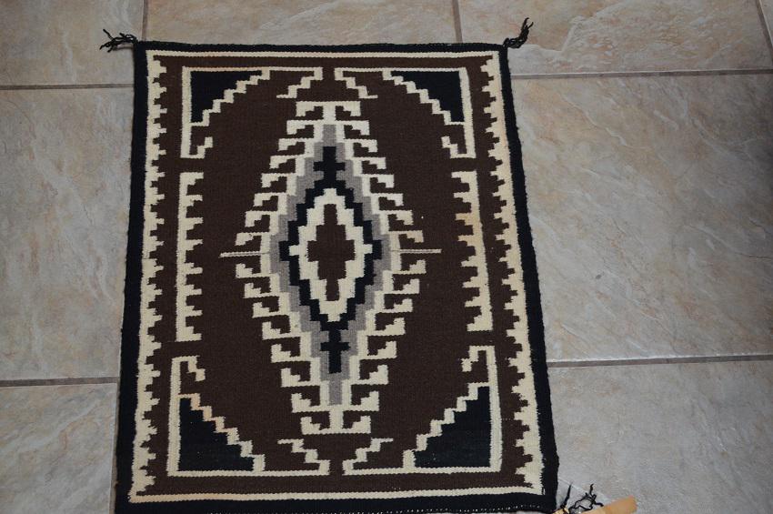 Vintage Navajo Rug, A Allen, Two Grey Hills, tag . (1 of 3)
