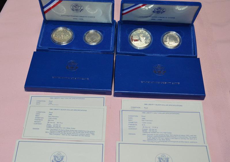 2 Sets- 1986 Statue of Liberty Proof Silver Dollars (1 of 5)