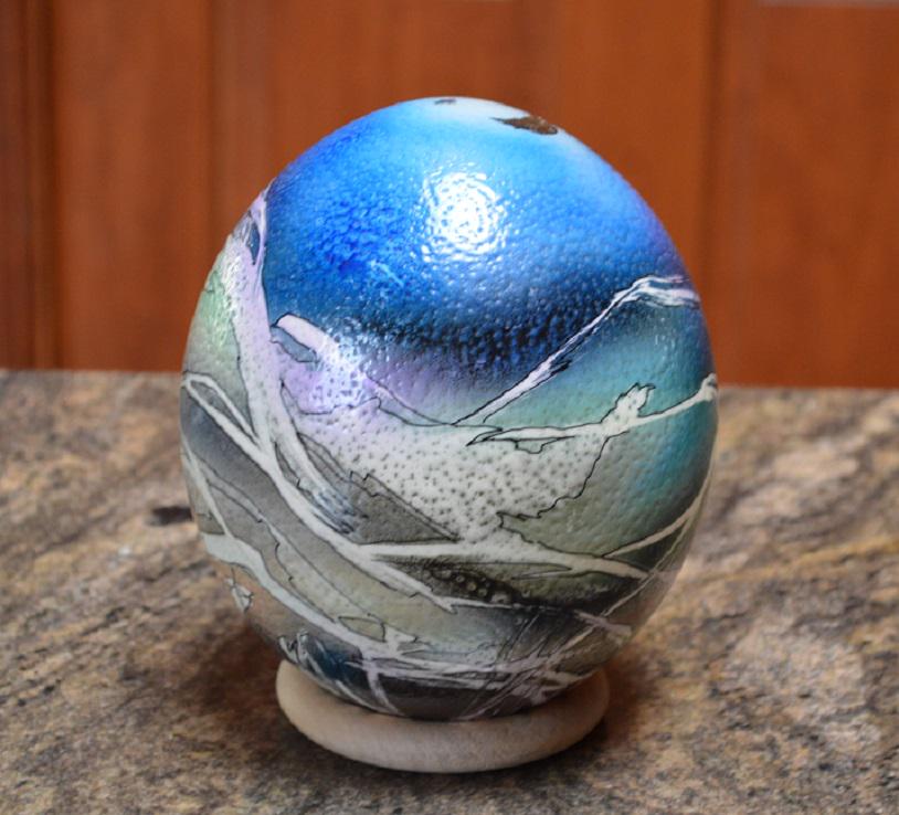 "African Night" signed hand painted Ostrich Egg (1 of 5)