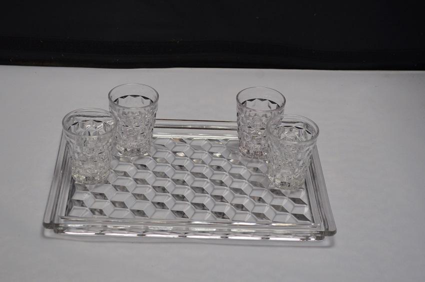 Fostoria American- Liquor- Tray and 4 Shot Glasses (1 of 2)