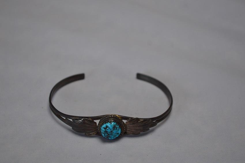 Navajo A Johnson Sterling Turquoise Bracelet (1 of 2)