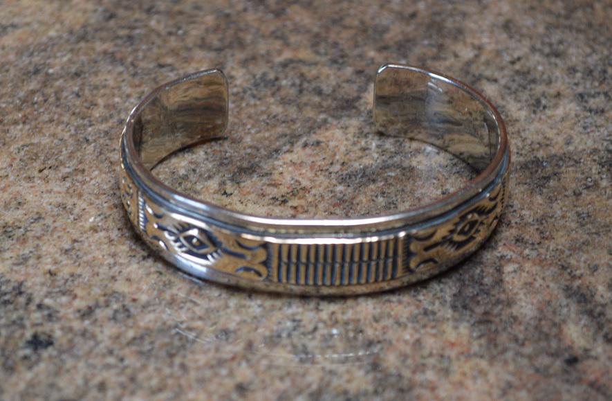 Navajo Sterling Bracelet Gold Overlay T. Enreka