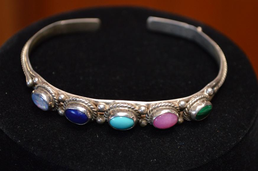 Navajo JPS Cuff Sterling Bracelet- Opal, Lapis â€¦ (1 of 3)