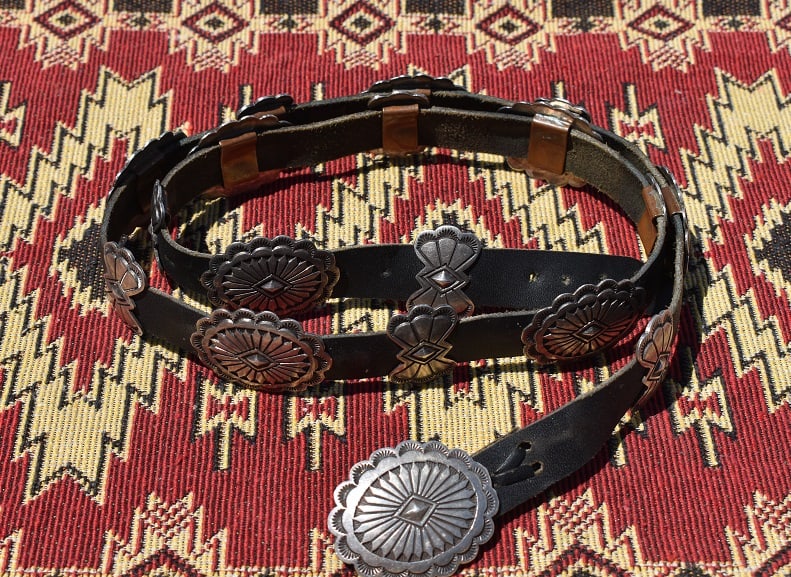 Signed cursive B, Sterling Navajo Concho Belt (1 of 5)