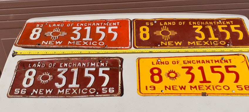 1953-55-56-1958 NM Antique Auto License Plates (1 of 4)