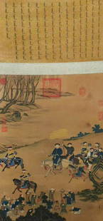 The picture of emperor Lengmei's silk tour in Qing Dynasty: H:65cm,W:46cm,