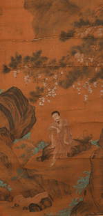 An anonymous silk figure painting scroll in ancient China: H:118.5cm,W:58cm,