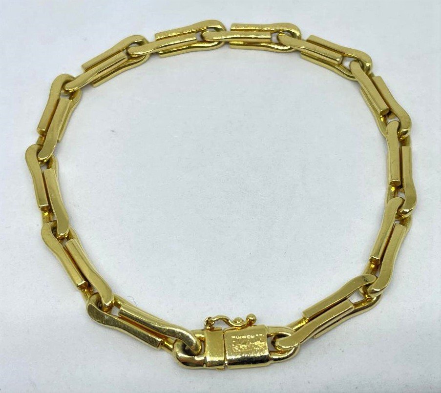 CHIMENTO 18K GOLD MENS BRACELET 8.0" long UNISEX 31 gram 20 dwt: CHIMENTO 18K GOLD MENS / unisex BRACELET 8.0"long . weight 31 gram , 20 dwt . excellent condition. Reference Store Item # CPB