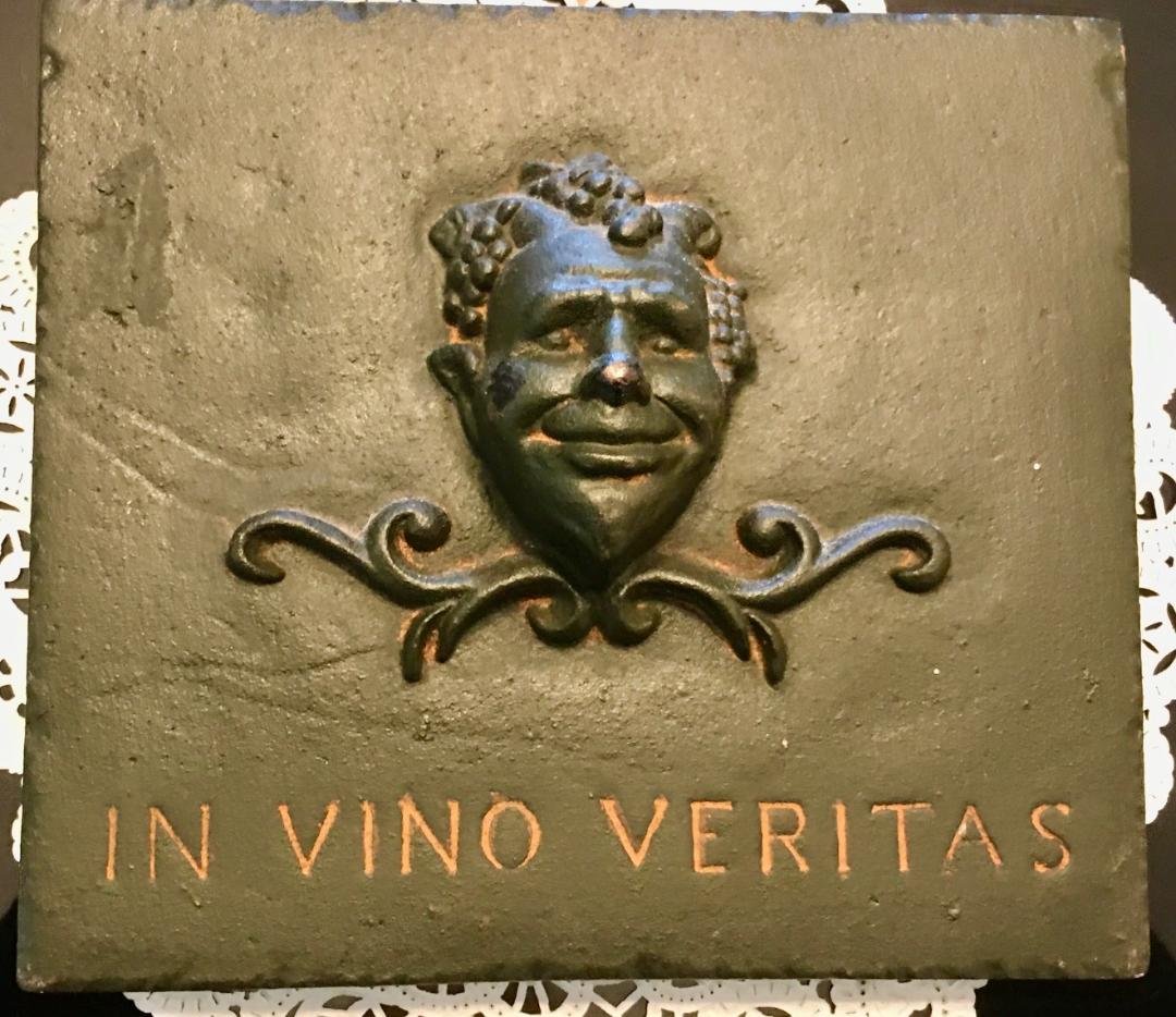 Vintage Bronze Wall Plaque In " IN VINO VERITAS " (1 of 5)