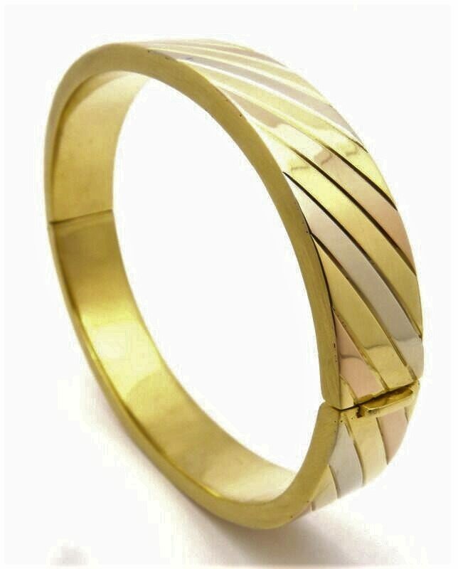 Adriano Chimento GOLD Vintage 3 Color Bangle Bracelet. 750 18k Solid Gold: Adriano Chimento GOLD Vintage 3 Color Bangle Bracelet. 750 18k Solid Gold18k SOLID Tree Tone GOLD (750)BRACELET SIZE: 7-1/2" InchesGOLD WEIGHT: 37 Gram /23.8 Dwtin excellent condition