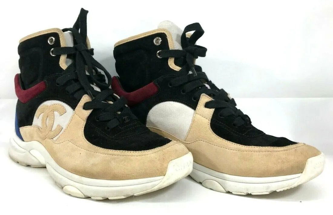 Chanel Suede CC High Top G34225 Multicolor Sneakers Size US 7 / EUR 38: Chanel Suede CC High Top G34225 Multicolor Sneakers Size US 7 / EUR 38 very good condition