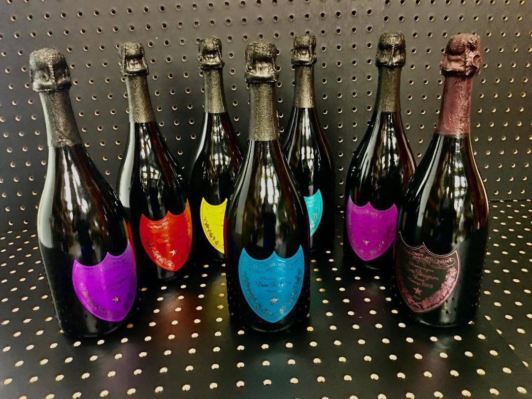 Dom Perignon ANDY WARHOL Edition Champagne Bar Display Bottles Set of 7 (1 of 6)