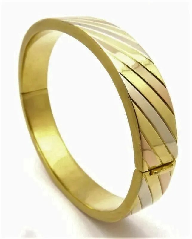 Adriano Chimento GOLD Vintage 3 Color Bangle Bracelet. 750 18k Solid Gold: Adriano Chimento GOLD Vintage 3 Color Bangle Bracelet. 750 18k Solid Gold18k SOLID Tree Tone GOLD (750)BRACELET SIZE: 7-1/2" InchesGOLD WEIGHT: 37 Gram /23.8 Dwtin excellent condition