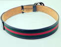 Mens Authentic Gucci Web Strip and leather Belt Size 114984