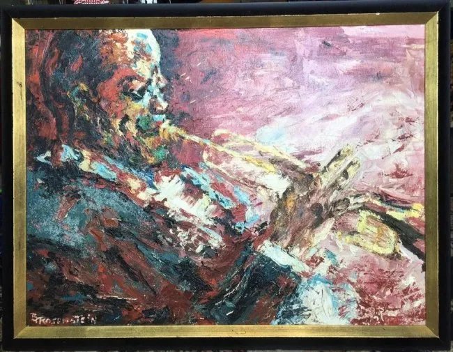 Murano Large VASE 14"  with Set of 8 Vintage Art Blown Glass Long Stem Yellow Flowers (1 of 10)