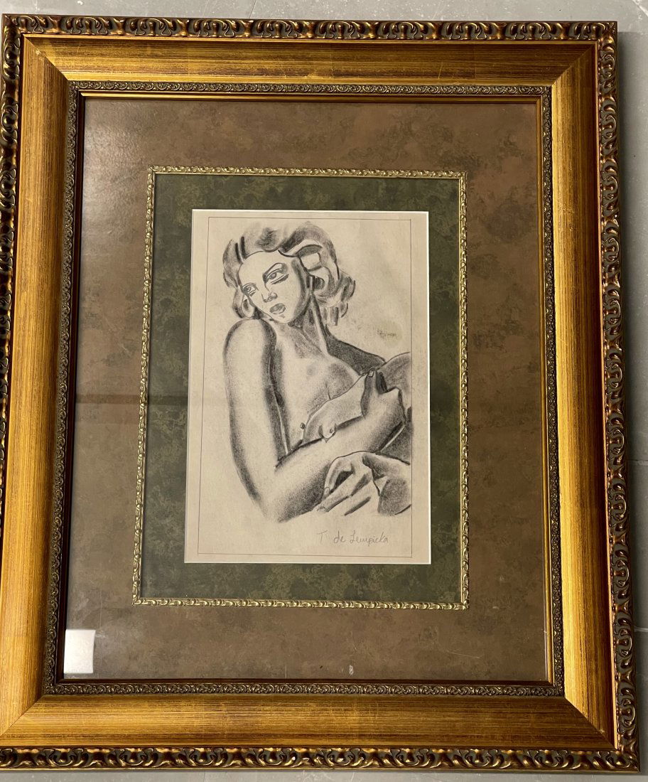 Tamara de Lempicka (Polish 1898 - 1980) Pencil on paper After: Tamara de Lempicka (After) Pencil on paper, measures : frame 25”x21” In excellent condition.