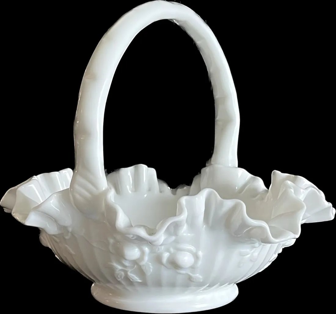 Fenton large milk glass basket (1 of 6)