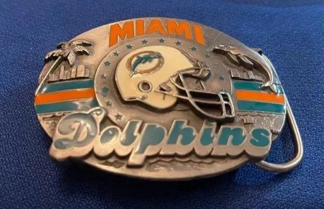 NFL Limited Edition # 4072 of 10,000 Miami Dolphins Belt Buckle by Siskiyou 1993 (1 of 3)
