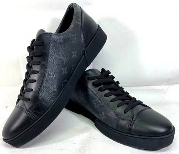 Louis Vuitton Match-Up LV Monogram Black Leather Low Top Sneakers MS0260 - Sz 9: Authentic Louis Vuitton Match-Up LV Monogram Black Leather Low Top Sneakers MS0260. ITEM CONDITION: Shoes are Brand New! There are Some Light Stains on the Bottom of the Shoes! Overall Shoes are in a