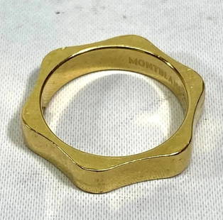 Montblanc Star heavy 18k Yellow Gold 5mm Wide Wave Band Ring Size 64 / US 11: MontblancStar 18k Yellow Gold5mm Wide Wave Band RingSize 64Ring Size - US 11Weight - 8.1dwt / 12.6g
