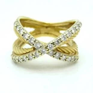 Authentic David Yurman 18K Gold Band Ring With Diamonds Size 6.5: Authentic David Yurman 18K Gold Band Ring With Diamonds Size 6.5