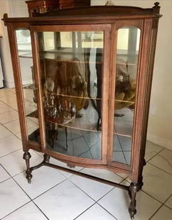 Antique William & Mary style Display Cabinet American Circa 1913 Stamped On the back Chicago IL: Antique William & Mary style Display Cabinet, American Circa 1913 Stamped On the back Chicago IL, see pictures. in Excellent condition , Measures 63" tall x 44" x 16" inches .Free Local Delivery