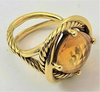 DAVID YURMAN 18k Yellow Gold Citrine Infinity Crossover Ring Size 11: 100% Authentic Designer, it is 18k Yellow Gold, Citrine Ring Size 11 3/4
