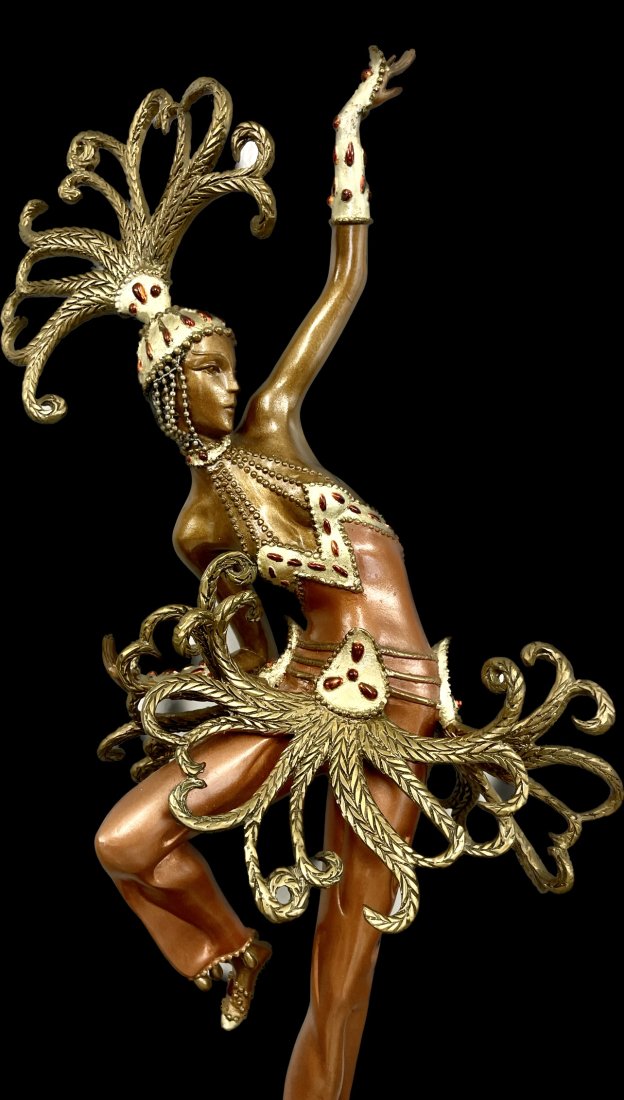 Erte (Romain de Tirtoff 1892 - 1990 Russian French) Large Art Deco Bronze Fire Dancer 23" Tall (1 of 15)