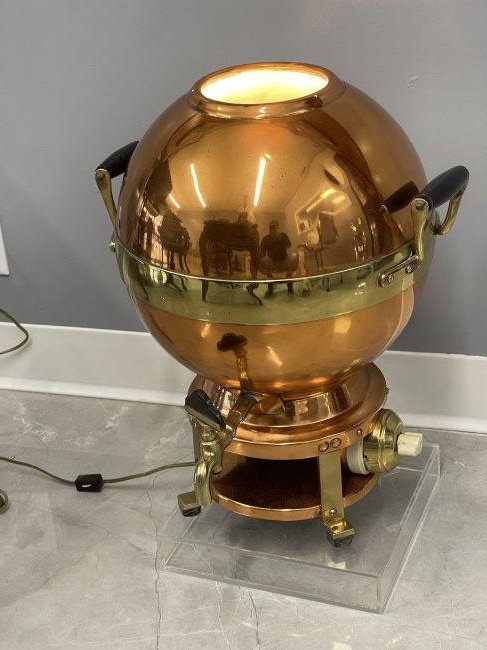 Antique Jos Heinrichs Paris Copper Hot Water Kettle Samovar  Lamp (1 of 11)